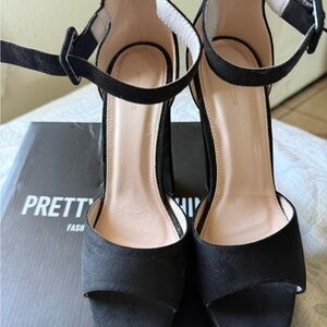 PrettyLittleThing Black Suede Heels